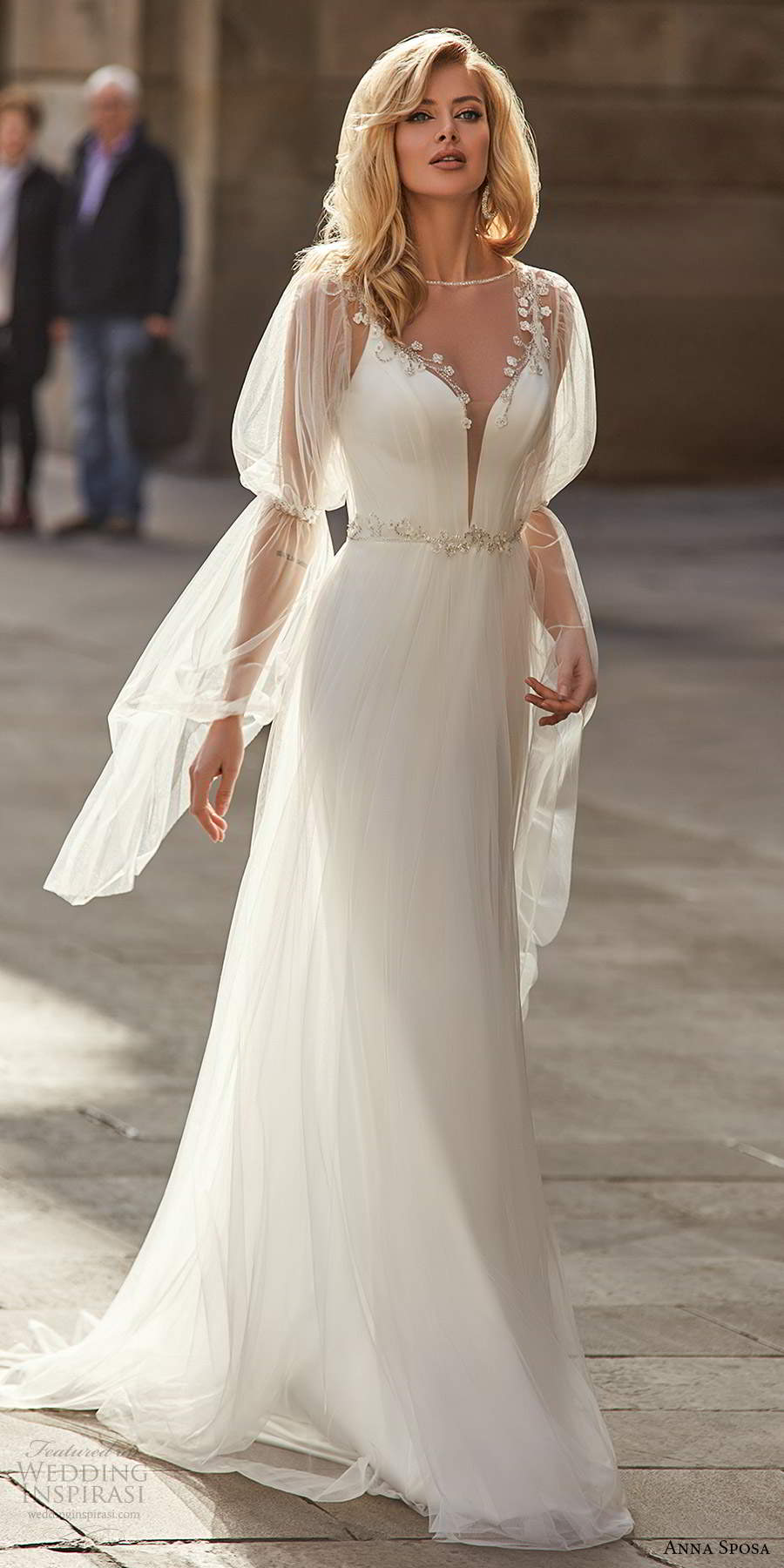 anna sposa 2021 bridal illusion bell sleeves sleeveless straps plunging v neckline clean minimalist sheath wedding dress high slit swep train (5) mv anna sposa 2021 bridal illusion bell sleeves sleeveless straps plunging v neckline clean minimalist sheath wedding dress high slit swep train (5) mv