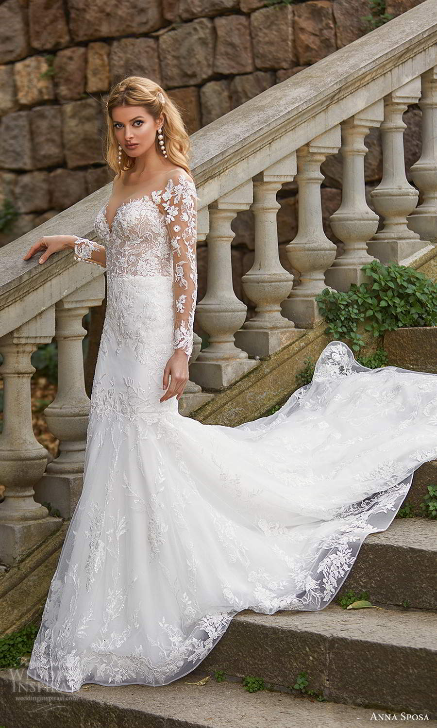 anna sposa 2021 bridal illusion long sleeves off shoulder sweetheart neckline embellished bodice lace fit flare mermaid wedding dress chapel train (19) mv anna sposa 2021 bridal illusion long sleeves off shoulder sweetheart neckline embellished bodice lace fit flare mermaid wedding dress chapel train (19) mv