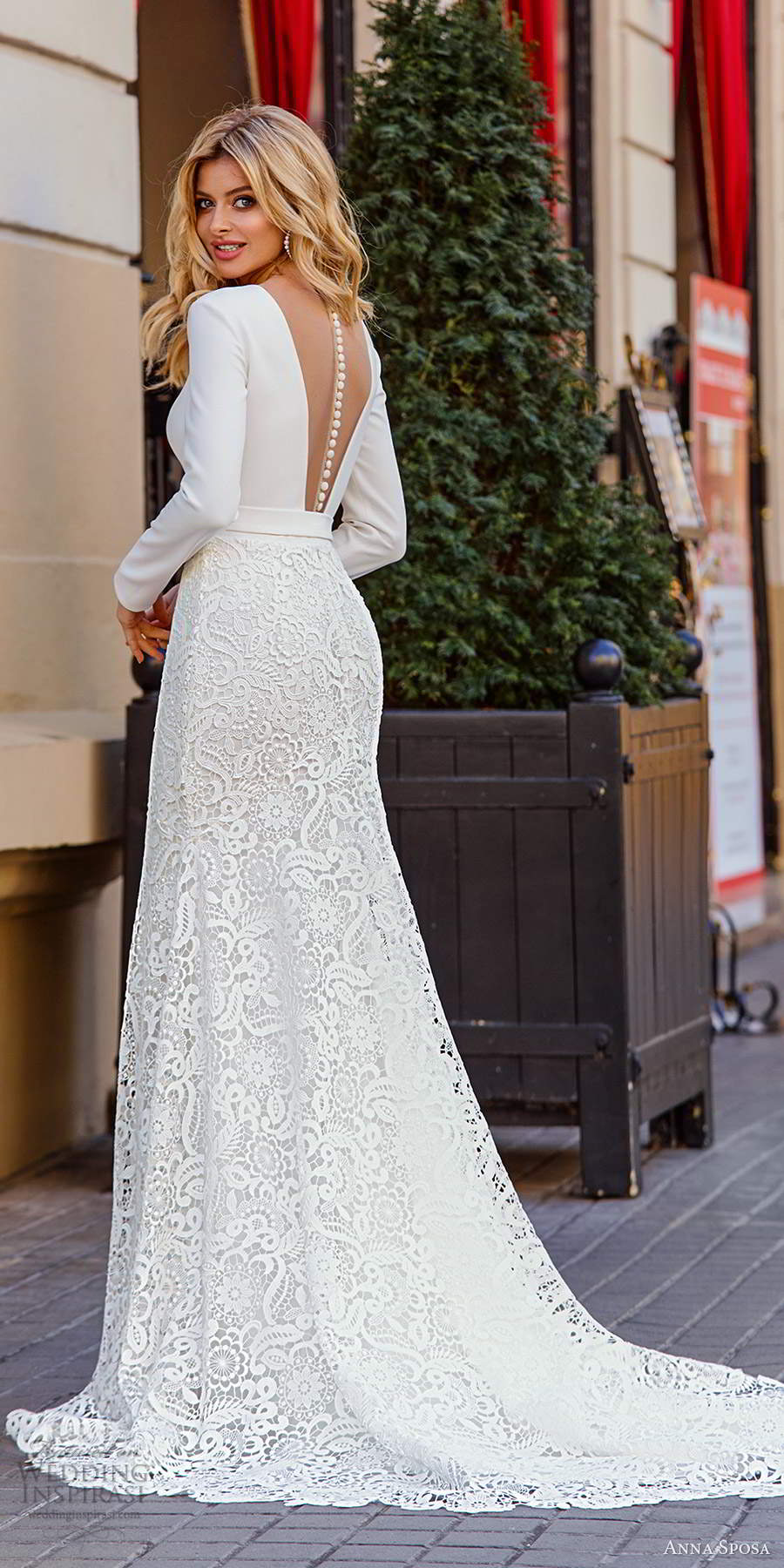 anna sposa 2021 bridal long sleeves plunging v neckine clean bodice lace skirt mermaid wedding dress chapel train (10) bv anna sposa 2021 bridal long sleeves plunging v neckine clean bodice lace skirt mermaid wedding dress chapel train (10) bv