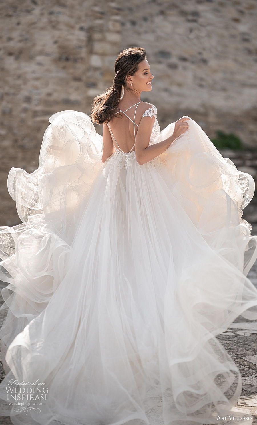 ari villoso 2021 bridal cap sleeves sweetheart neckline heavily embellished bodice romantic a line wedding dress keyhole back chapel train (3) bv ari villoso 2021 bridal cap sleeves sweetheart neckline heavily embellished bodice romantic a line wedding dress keyhole back chapel train (3) bv