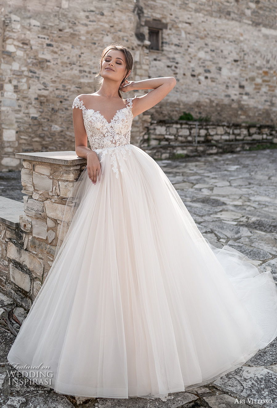 ari villoso 2021 bridal cap sleeves sweetheart neckline heavily embellished bodice romantic a line wedding dress keyhole back chapel train (3) mv ari villoso 2021 bridal cap sleeves sweetheart neckline heavily embellished bodice romantic a line wedding dress keyhole back chapel train (3) mv
