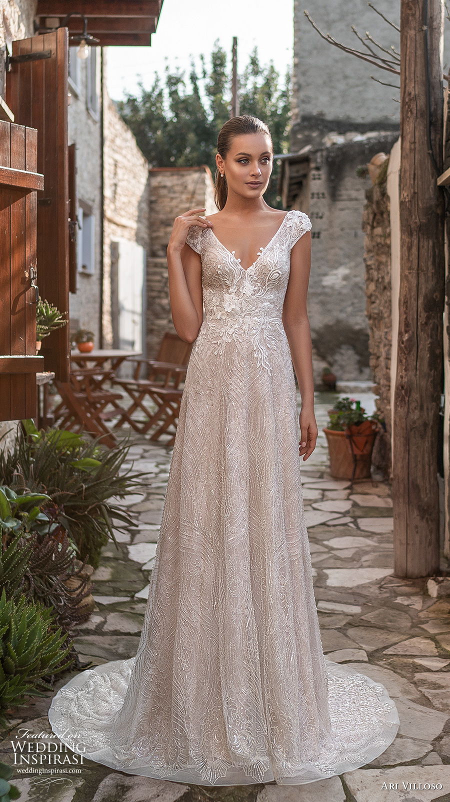 ari villoso 2021 bridal cap sleeves v neck full embellishment elegant modified a line wedding dress v back short train (11) mv ari villoso 2021 bridal cap sleeves v neck full embellishment elegant modified a line wedding dress v back short train (11) mv