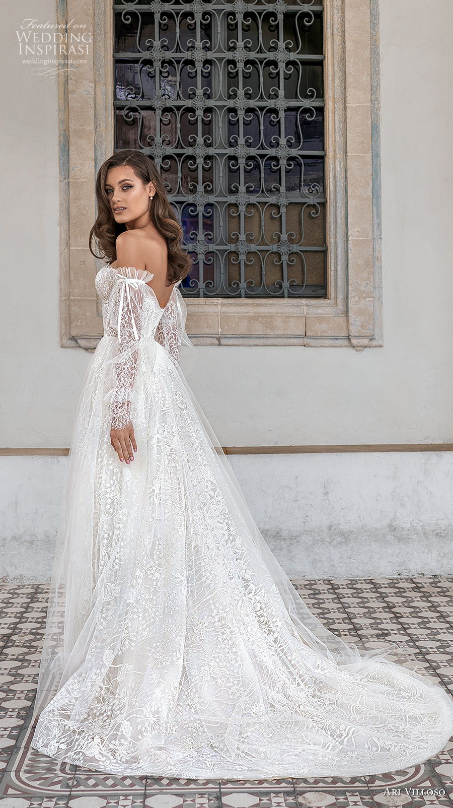 ari villoso 2021 bridal off the shoulder long poet sleeves sweetheart neckline full embellishment romantic a line wedding dress mid back medium train (5) bv ari villoso 2021 bridal off the shoulder long poet sleeves sweetheart neckline full embellishment romantic a line wedding dress mid back medium train (5) bv