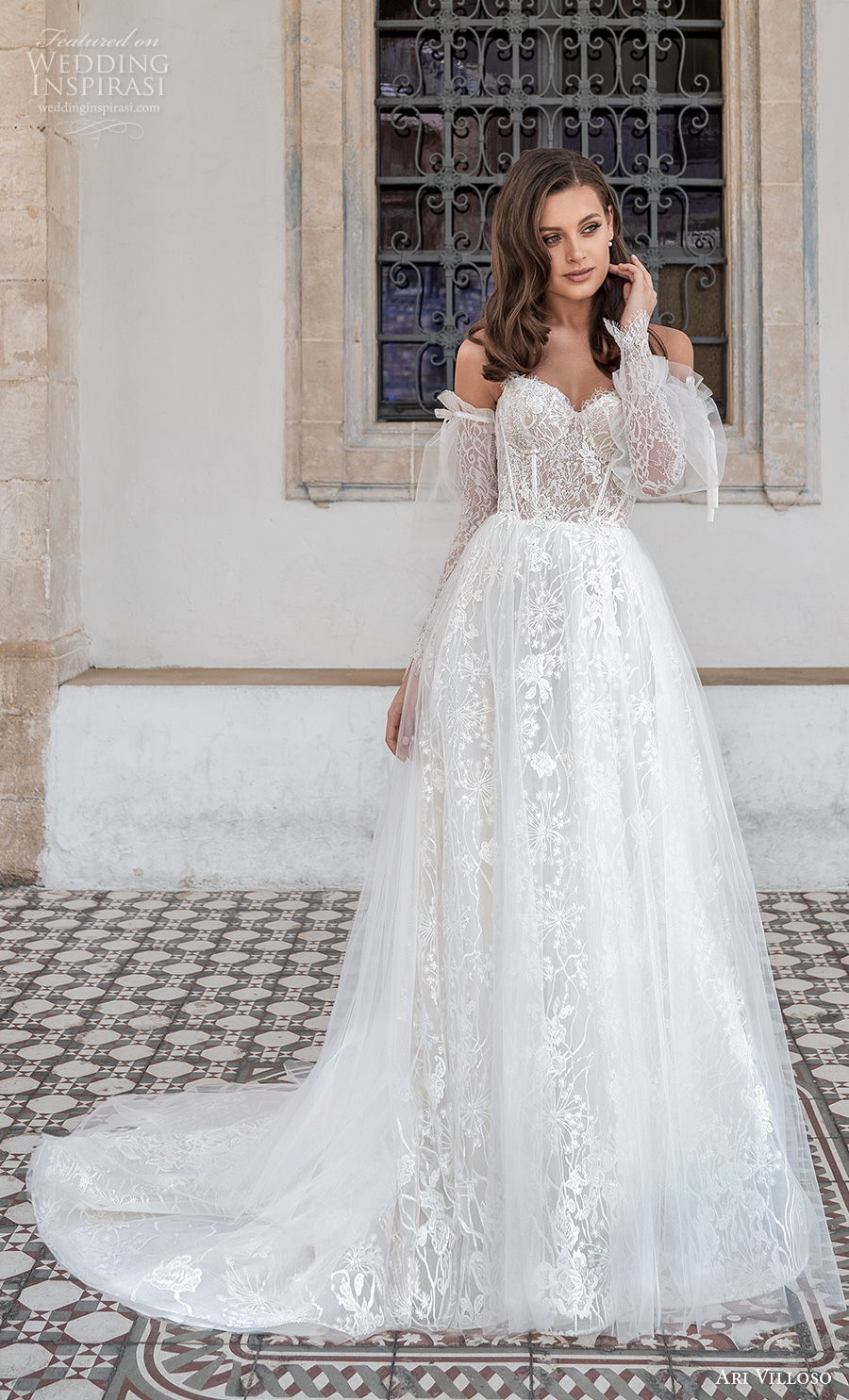 ari villoso 2021 bridal off the shoulder long poet sleeves sweetheart neckline full embellishment romantic a line wedding dress mid back medium train (5) mv ari villoso 2021 bridal off the shoulder long poet sleeves sweetheart neckline full embellishment romantic a line wedding dress mid back medium train (5) mv