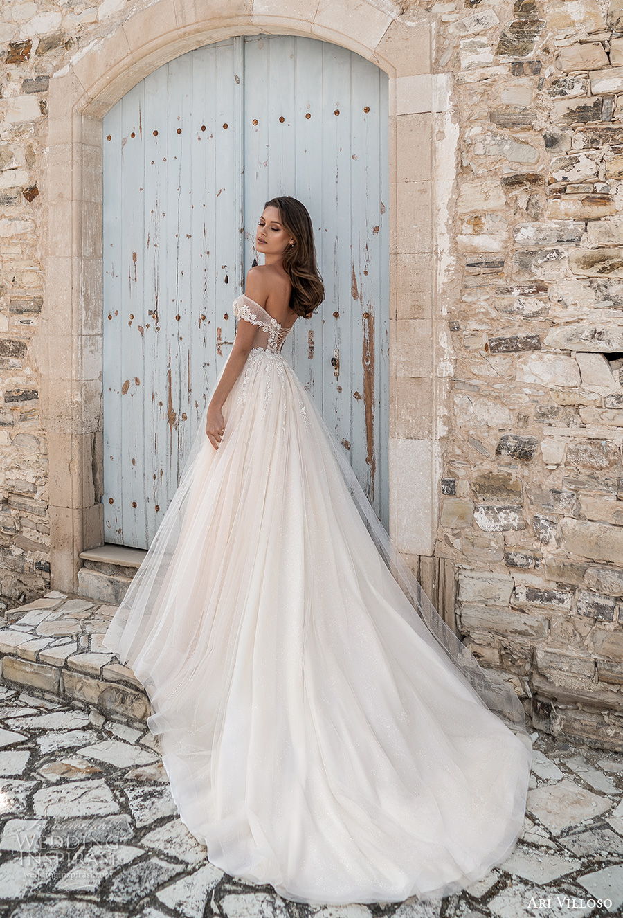 ari villoso 2021 bridal off the shoulder sweetheart neckline heavily embellished romantic a line wedding dress corset back chapel train (6) bv ari villoso 2021 bridal off the shoulder sweetheart neckline heavily embellished romantic a line wedding dress corset back chapel train (6) bv