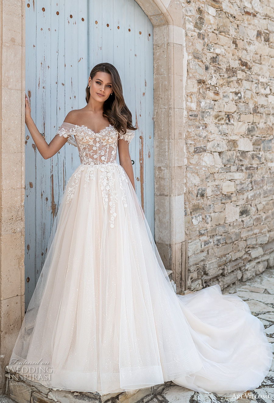 ari villoso 2021 bridal off the shoulder sweetheart neckline heavily embellished romantic a line wedding dress corset back chapel train (6) mv ari villoso 2021 bridal off the shoulder sweetheart neckline heavily embellished romantic a line wedding dress corset back chapel train (6) mv