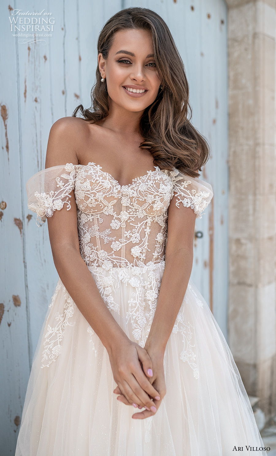 ari villoso 2021 bridal off the shoulder sweetheart neckline heavily embellished romantic a line wedding dress corset back chapel train (6) zv ari villoso 2021 bridal off the shoulder sweetheart neckline heavily embellished romantic a line wedding dress corset back chapel train (6) zv