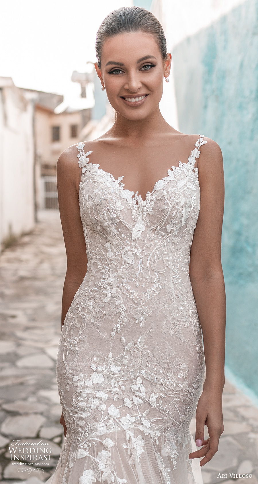 ari villoso 2021 bridal sleeveless spaghetti strap v neck heavily embellished bodice romantic mermaid wedding dress sheer button back medium train (8) zv ari villoso 2021 bridal sleeveless spaghetti strap v neck heavily embellished bodice romantic mermaid wedding dress sheer button back medium train (8) zv