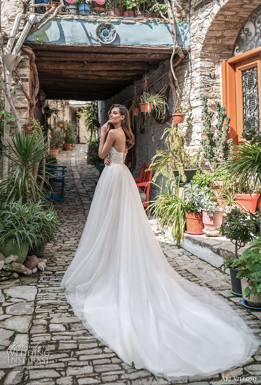 ari villoso 2021 bridal strapless deep sweetheart neckline heavily embellished bodice romantic a line wedding dress mid back chapel train (1) bv ari villoso 2021 bridal strapless deep sweetheart neckline heavily embellished bodice romantic a line wedding dress mid back chapel train (1) bv