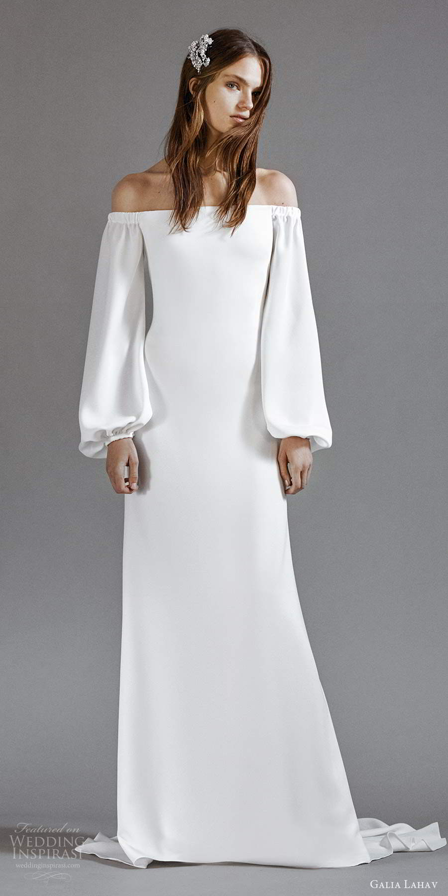 galia lahav 2021 rtw bridal long bishop sleeveso off shoulder straight across neckline clean minimalist modified a line wedding dress sweep train (7) mv galia lahav 2021 rtw bridal long bishop sleeveso off shoulder straight across neckline clean minimalist modified a line wedding dress sweep train (7) mv