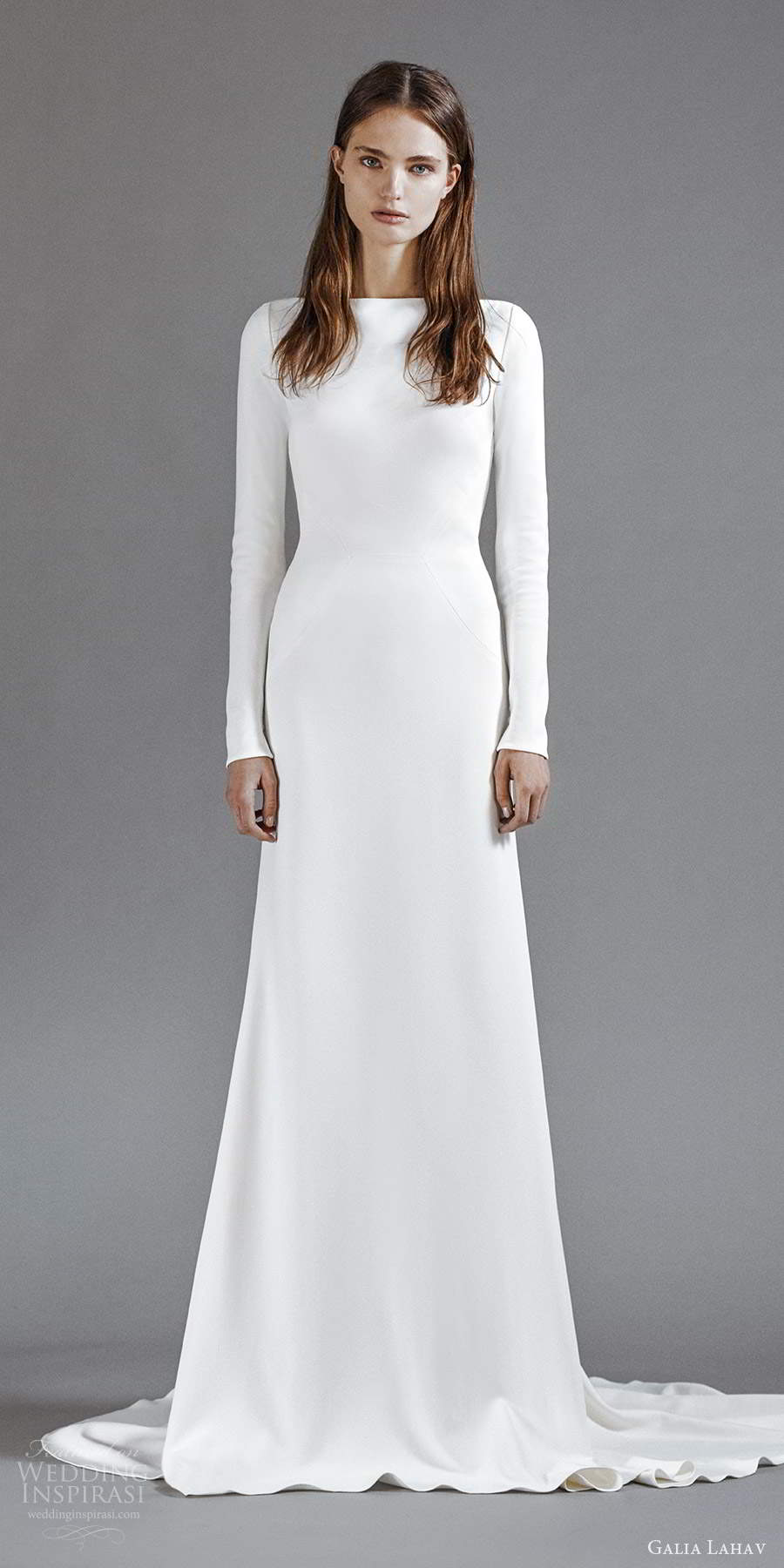 galia lahav 2021 rtw bridal long sleeves bateau neckline clean minimalist sheath column a line wedding dress chapel train (4) mv galia lahav 2021 rtw bridal long sleeves bateau neckline clean minimalist sheath column a line wedding dress chapel train (4) mv