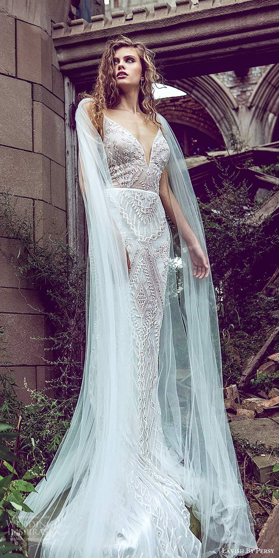 lavish by persy fall 2020 bridal sleeveless straps plunging v neckline fully embellished sheath column wedding dress chapel train cape (5) mv lavish by persy fall 2020 bridal sleeveless straps plunging v neckline fully embellished sheath column wedding dress chapel train cape (5) mv