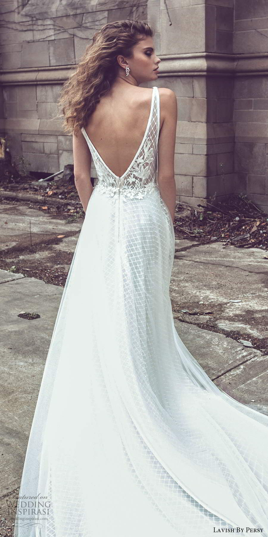 lavish by persy fall 2020 bridal sleeveless thick straps plunging v neckline fully embellished a line ball gown wedding dress chapel train v back (6) zbv