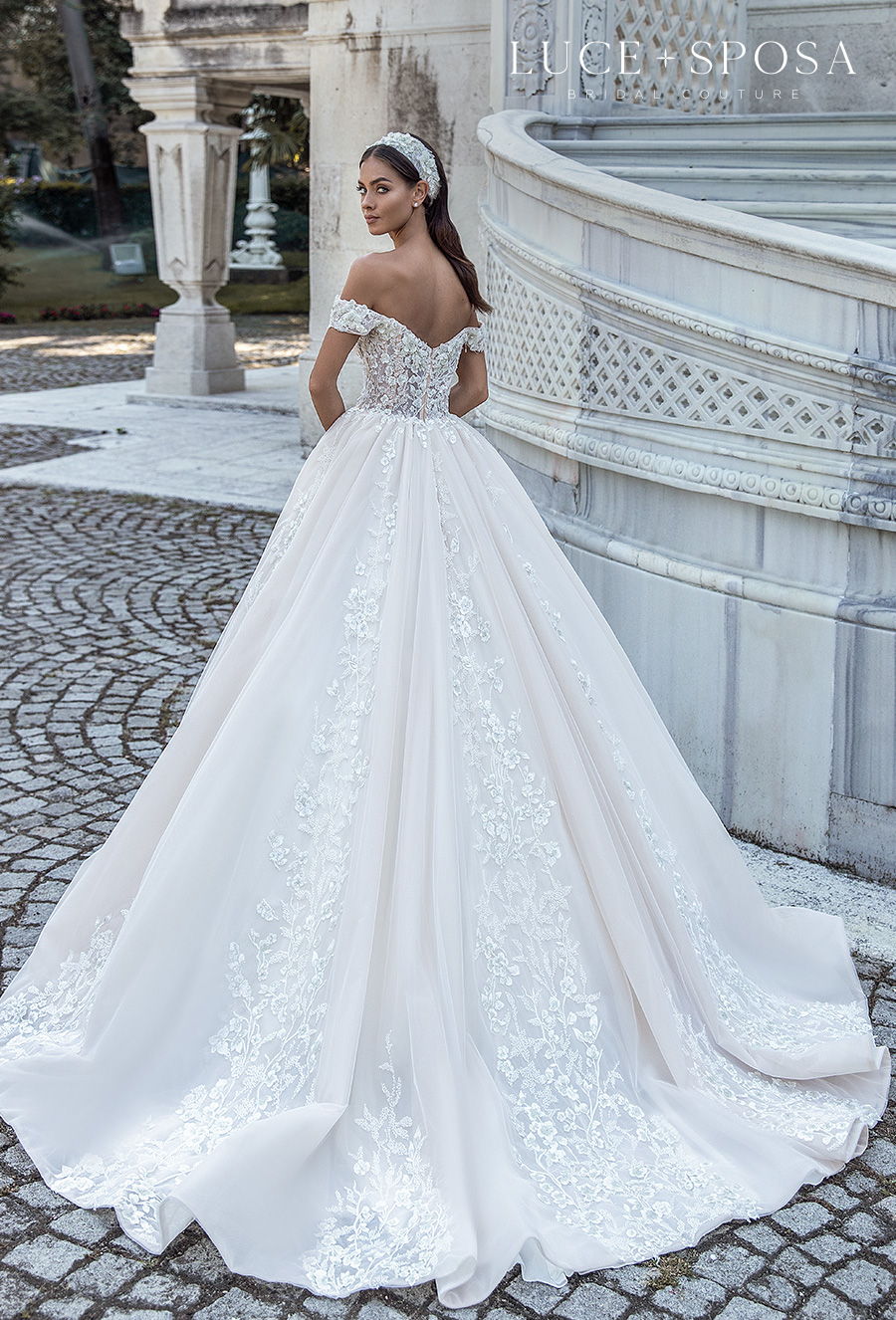 luce sposa s2021 istanbul bridal off the shoulder sweetheart neckline heavily embellished bodice princess ball gown a  line wedding dress mid back chapel train (lyra) bv