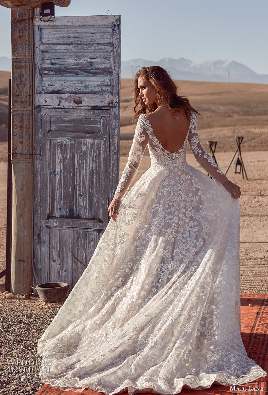 madi lane fall 2020 bridal long sleeves v neck full embellishment romantic princess a line wedding dress backless v back chapel train (15) bv madi lane fall 2020 bridal long sleeves v neck full embellishment romantic princess a line wedding dress backless v back chapel train (15) bv