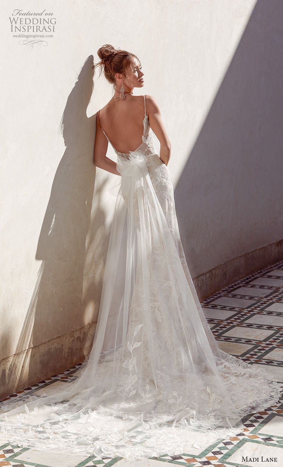 madi lane fall 2020 bridal sleeveless spaghetti strap diamond neckline full embellishment elegant fit and flare wedding dress backless scoop back medium train (11) bv madi lane fall 2020 bridal sleeveless spaghetti strap diamond neckline full embellishment elegant fit and flare wedding dress backless scoop back medium train (11) bv