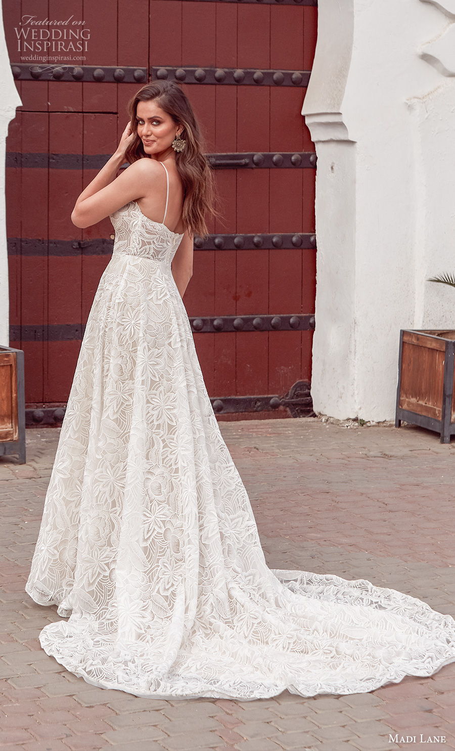 madi lane fall 2020 bridal spaghetti strap sweetheart neckline full embellishment romantic soft a  line wedding dress mid back chapel train (1) bv