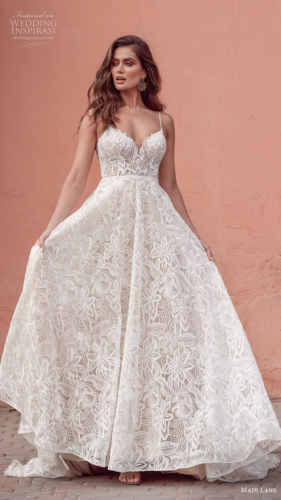 madi lane fall 2020 bridal spaghetti strap sweetheart neckline full embellishment romantic soft a  line wedding dress mid back chapel train (1) mv