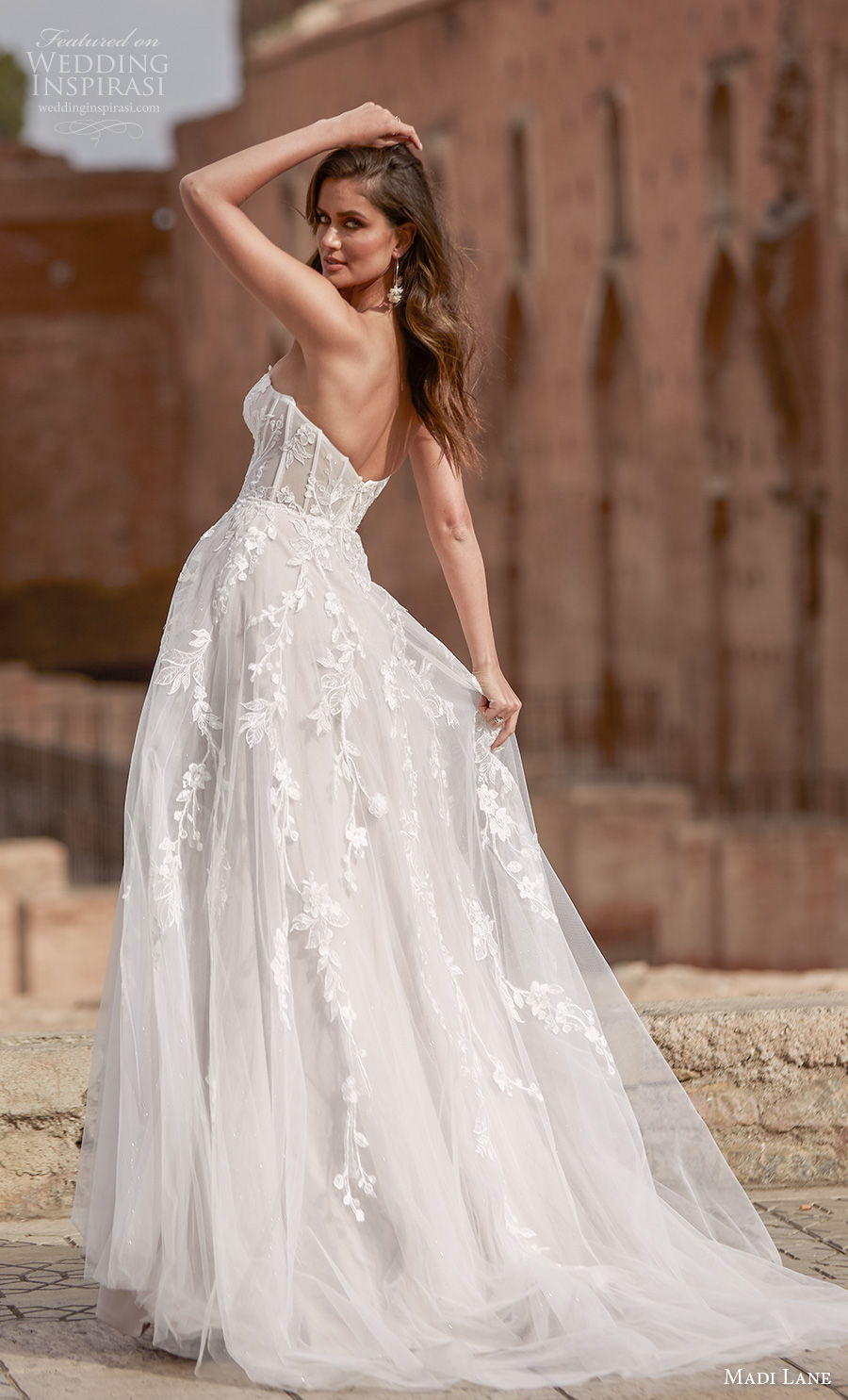madi lane fall 2020 bridal strapless semi sweetheart neckline heavily embellished bodice romantic soft a line wedding dress mid back medium train (17) bv madi lane fall 2020 bridal strapless semi sweetheart neckline heavily embellished bodice romantic soft a line wedding dress mid back medium train (17) bv