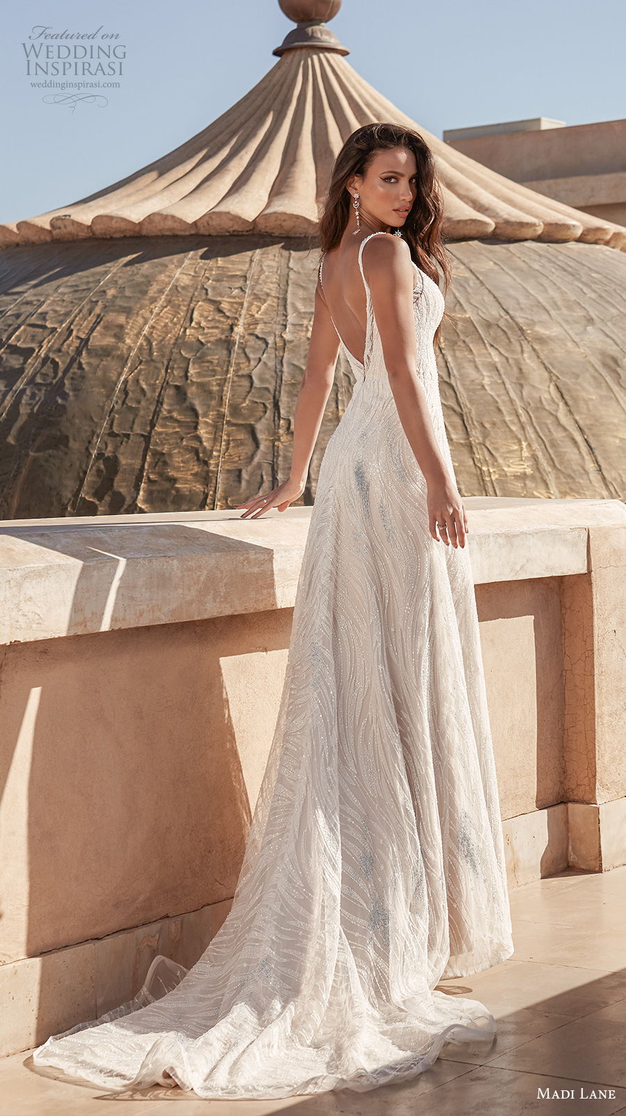 madi lane fall 2020 bridal thin strap diamond neckline full embellishment elegant glamorous modified a line wedding dress v back medium train (7) bv madi lane fall 2020 bridal thin strap diamond neckline full embellishment elegant glamorous modified a line wedding dress v back medium train (7) bv