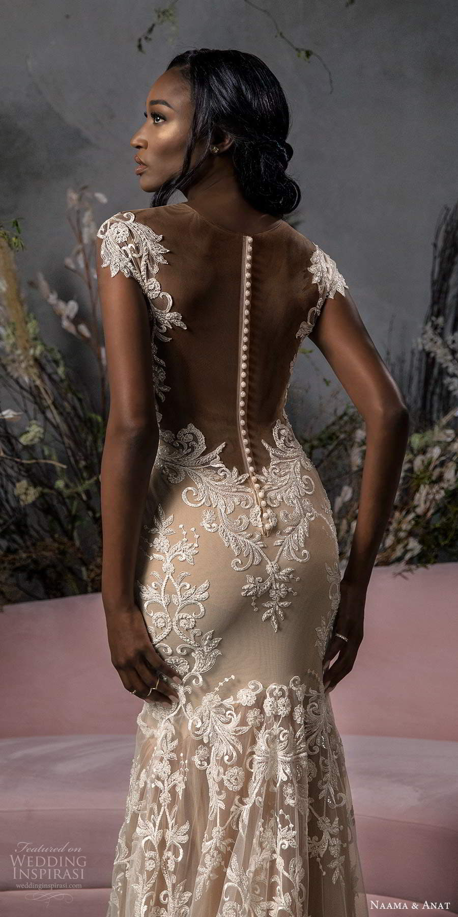 naama anat fall 2020 bridal illusion off shoulder sleeves sweetheart neckline fully embellished fit flare a line wedding dress chapel train champagne (4) zbv naama anat fall 2020 bridal illusion off shoulder sleeves sweetheart neckline fully embellished fit flare a line wedding dress chapel train champagne (4) zbv
