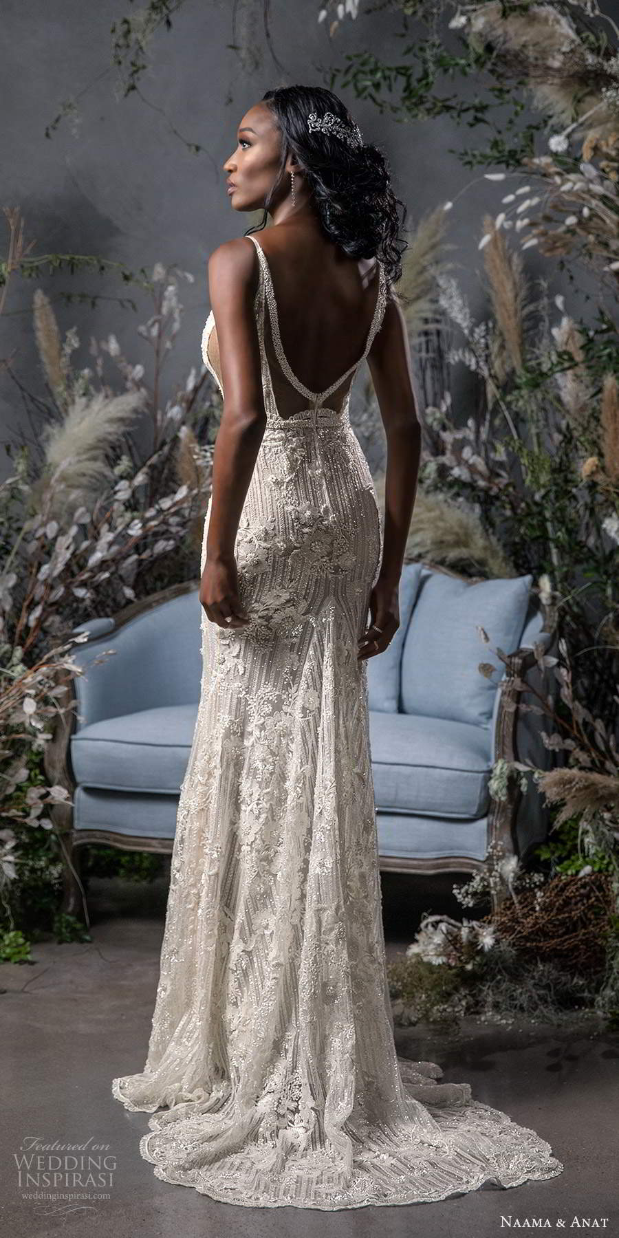 naama anat fall 2020 bridal sleeveless beaded straps sweetheart neckline fully embellished sheath wedding dress scoop back chapel train cape (1) bv naama anat fall 2020 bridal sleeveless beaded straps sweetheart neckline fully embellished sheath wedding dress scoop back chapel train cape (1) bv