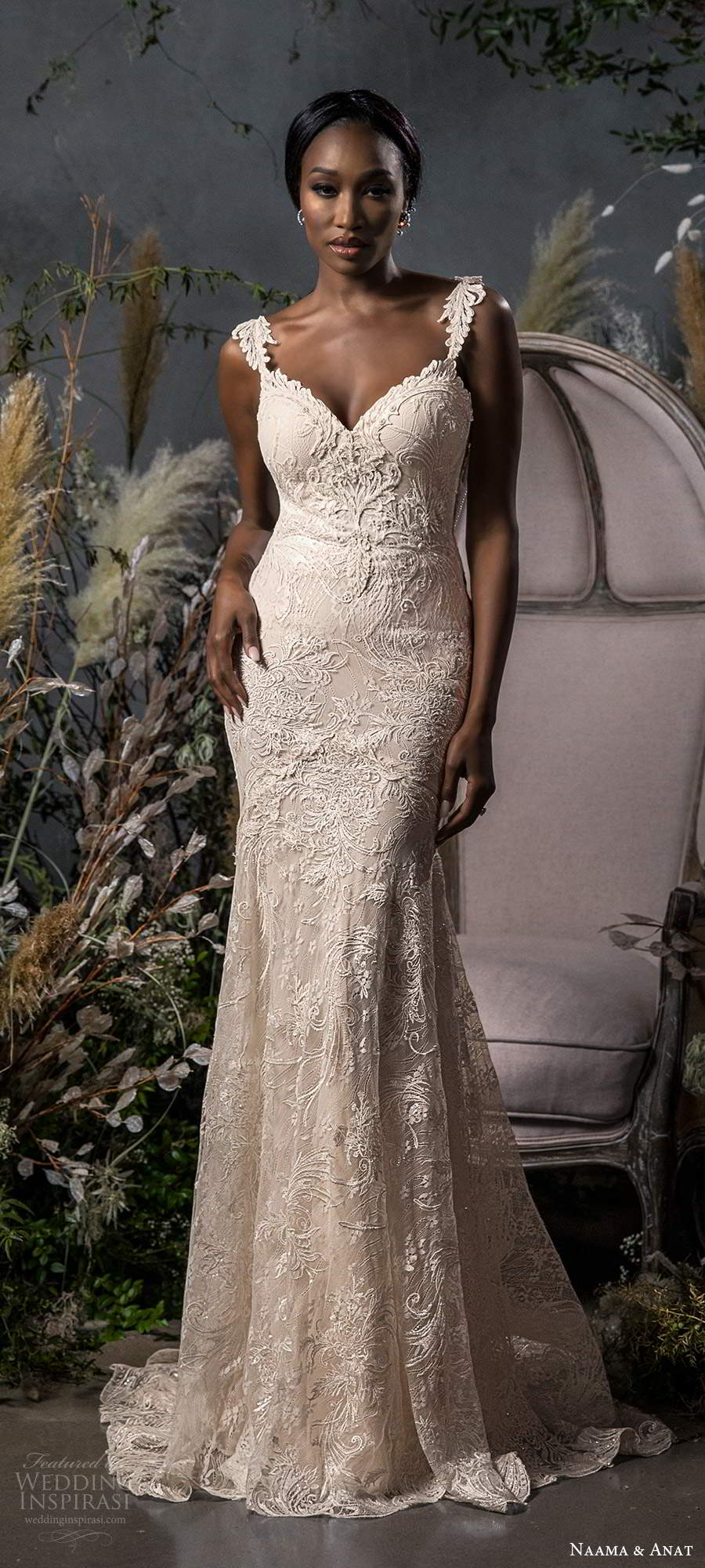 naama anat fall 2020 bridal sleeveless straps sweetheart neckline fully embellished fit flare a line wedding dress sweep train (8) lv