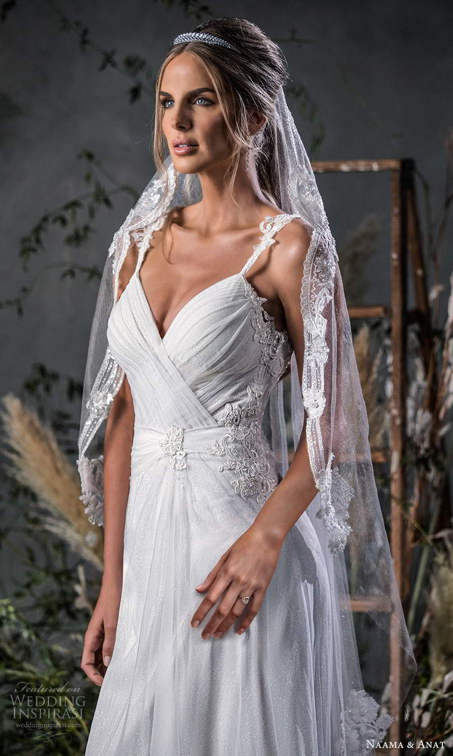 naama anat fall 2020 bridal sleeveless straps sweetheart neckline ruched bodice a line wedding dress chapel train v back (9) zbv