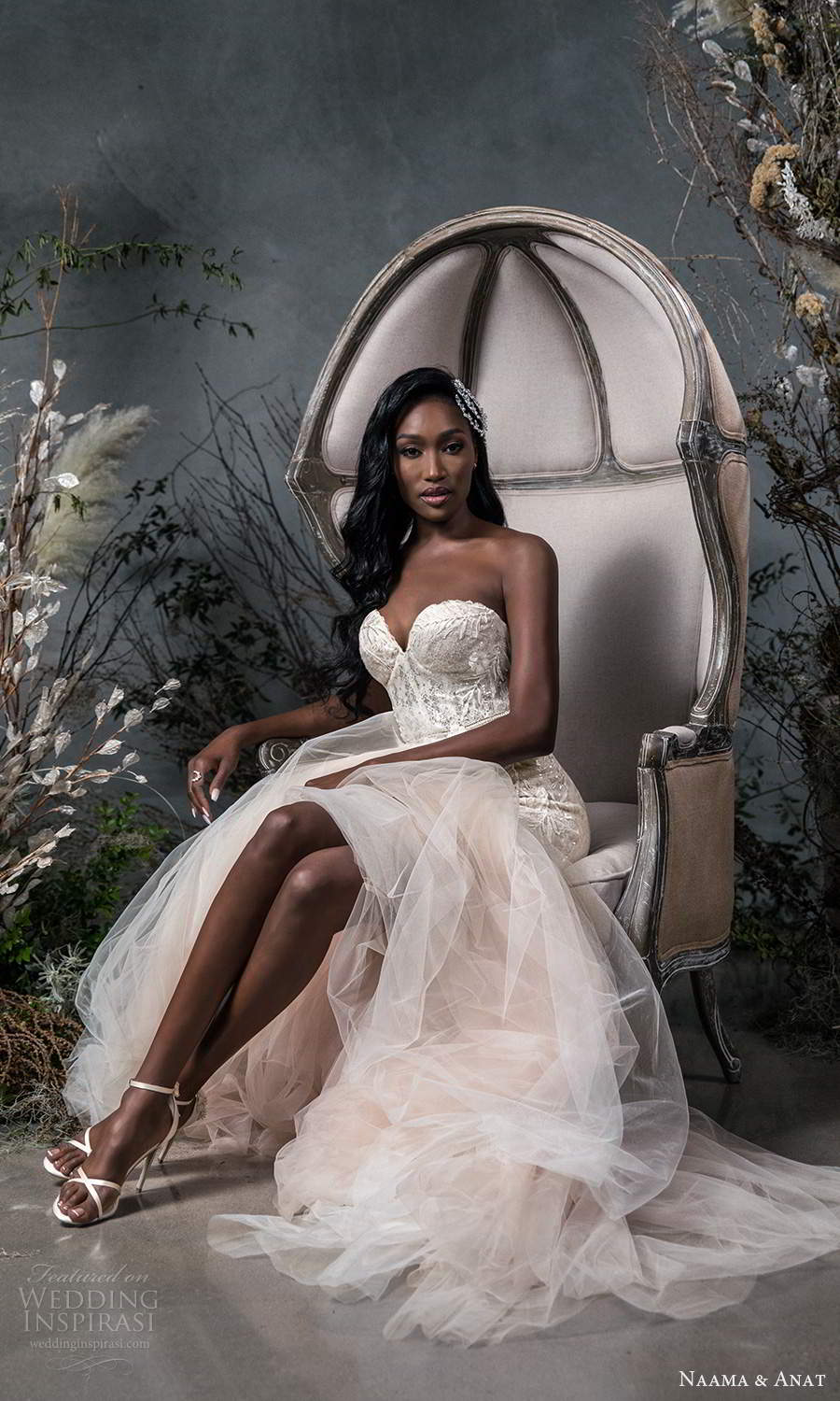 naama anat fall 2020 bridal strapless sweetheart neckline fully embellished fit flare mermaid wedding dress chapel train blush (11) fv naama anat fall 2020 bridal strapless sweetheart neckline fully embellished fit flare mermaid wedding dress chapel train blush (11) fv