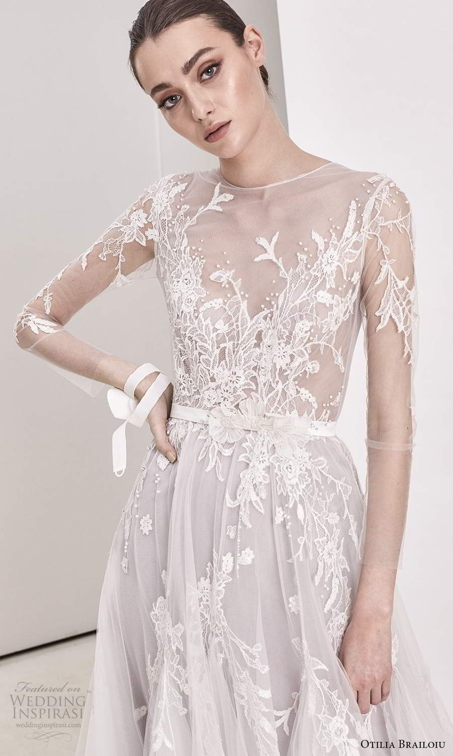 otilia brailoiu spring 2020 bridal illusion sleeves jewel neckline embellished bodice a line ball gown wedding dress chapel train (13) zv