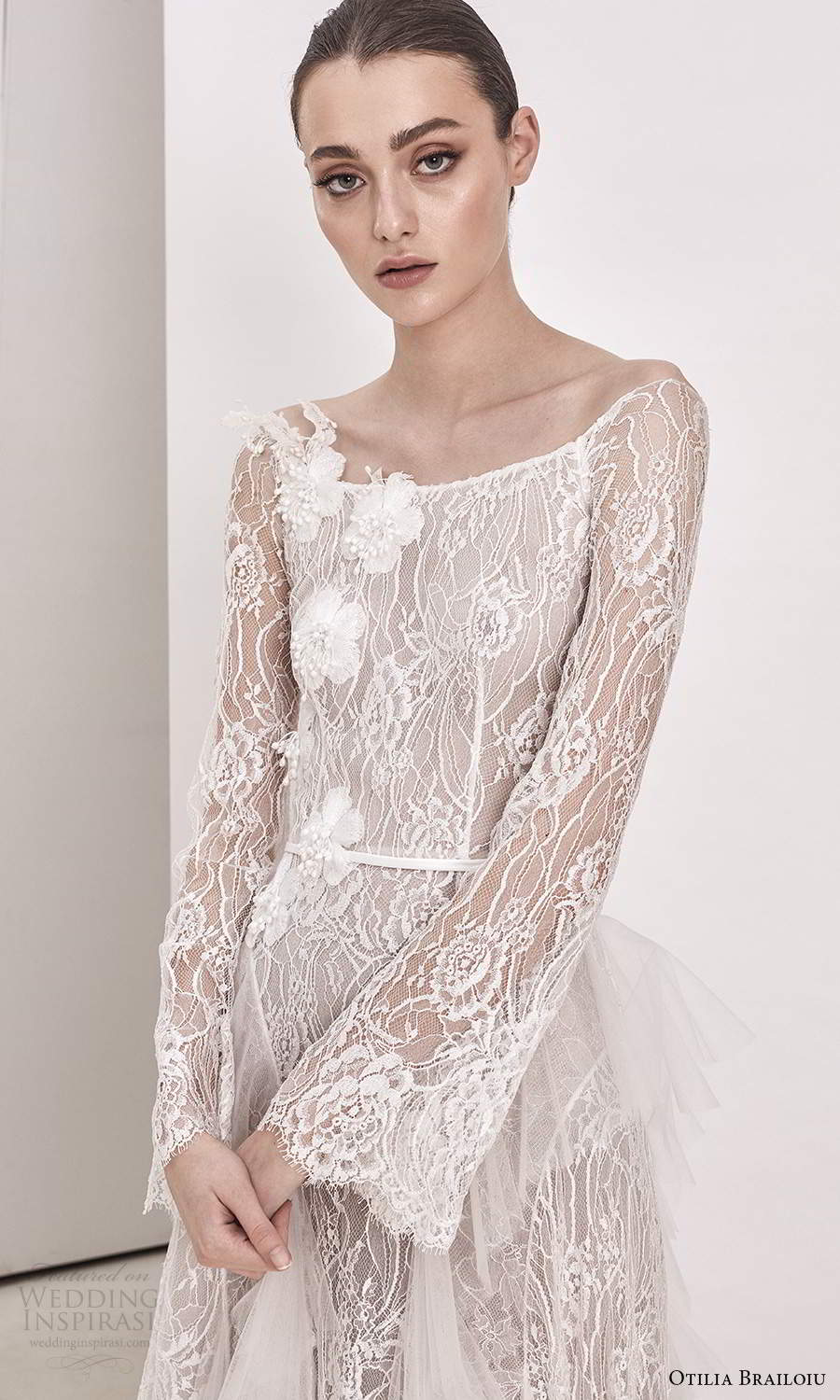 otilia brailoiu spring 2020 bridal long sleeves scoop neckline embellished lace a line sweep train (18) zv