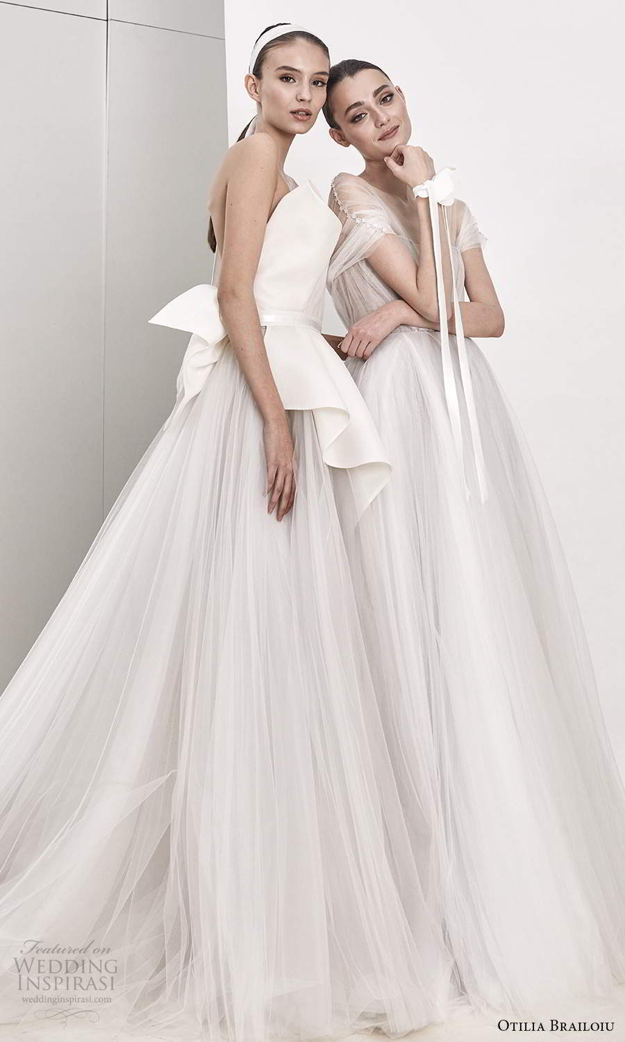 otilia brailoiu spring 2020 bridal strapless asymmetric neckline clean modern minimalist a line ball gown wedding dress chapel train (2) sv