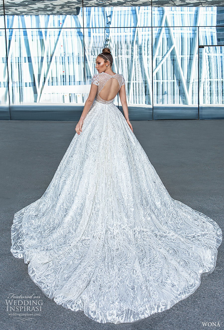 wona 2020 diva bridal cap sleeves deep v neck full embellishment elegant glamorous a line wedding dress keyhole back chapel train (22) bv wona 2020 diva bridal cap sleeves deep v neck full embellishment elegant glamorous a line wedding dress keyhole back chapel train (22) bv