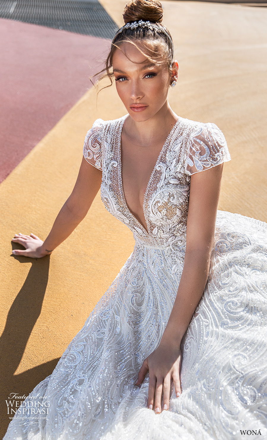 wona 2020 diva bridal cap sleeves deep v neck full embellishment elegant glamorous a line wedding dress keyhole back chapel train (22) zv wona 2020 diva bridal cap sleeves deep v neck full embellishment elegant glamorous a line wedding dress keyhole back chapel train (22) zv