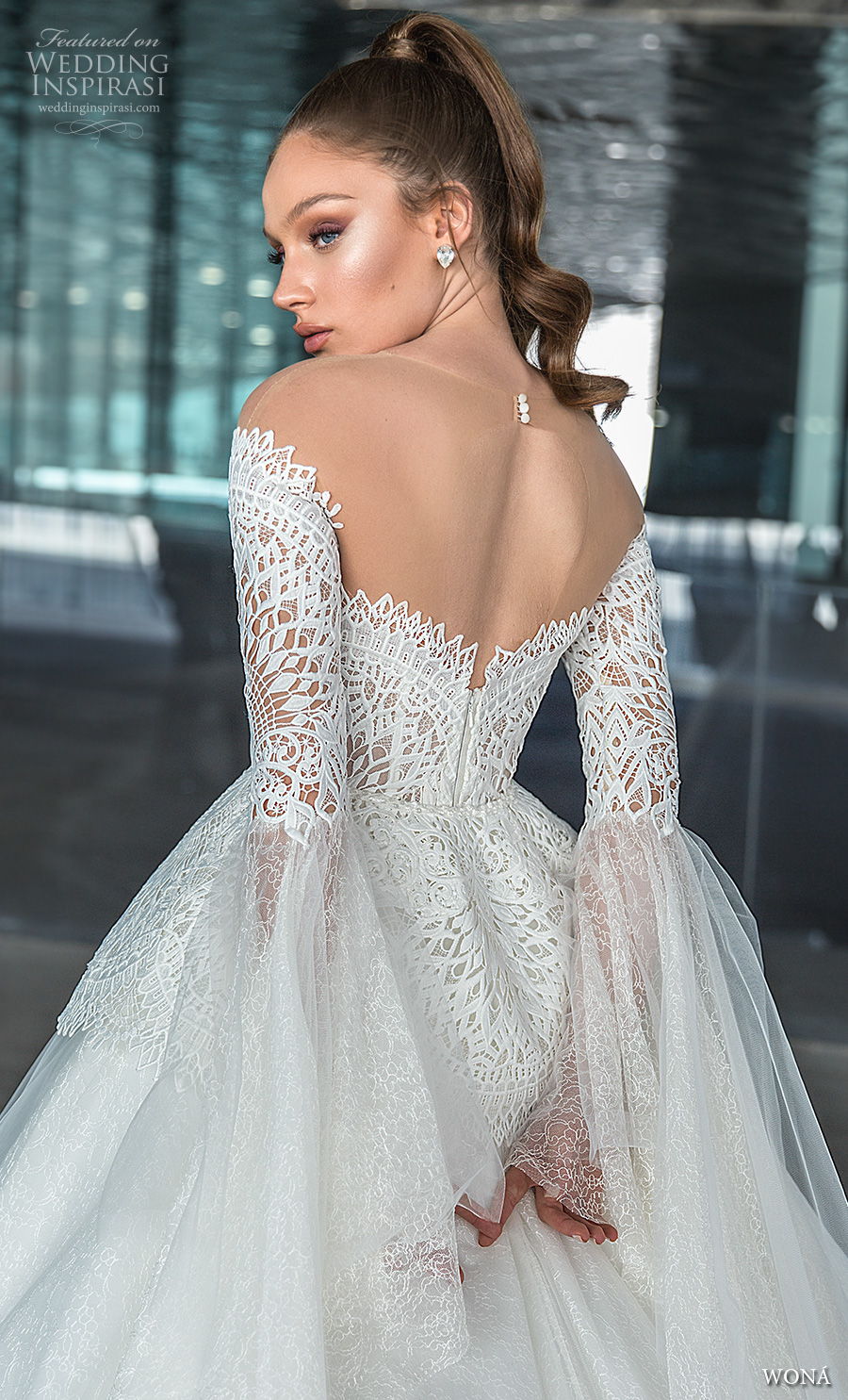 wona 2020 diva bridal off the shoulder long lantern sleeves sweetheart neckline heavily embellished bodice princess a line mid back royal back royal train (1) bv wona 2020 diva bridal off the shoulder long lantern sleeves sweetheart neckline heavily embellished bodice princess a line mid back royal back royal train (1) bv
