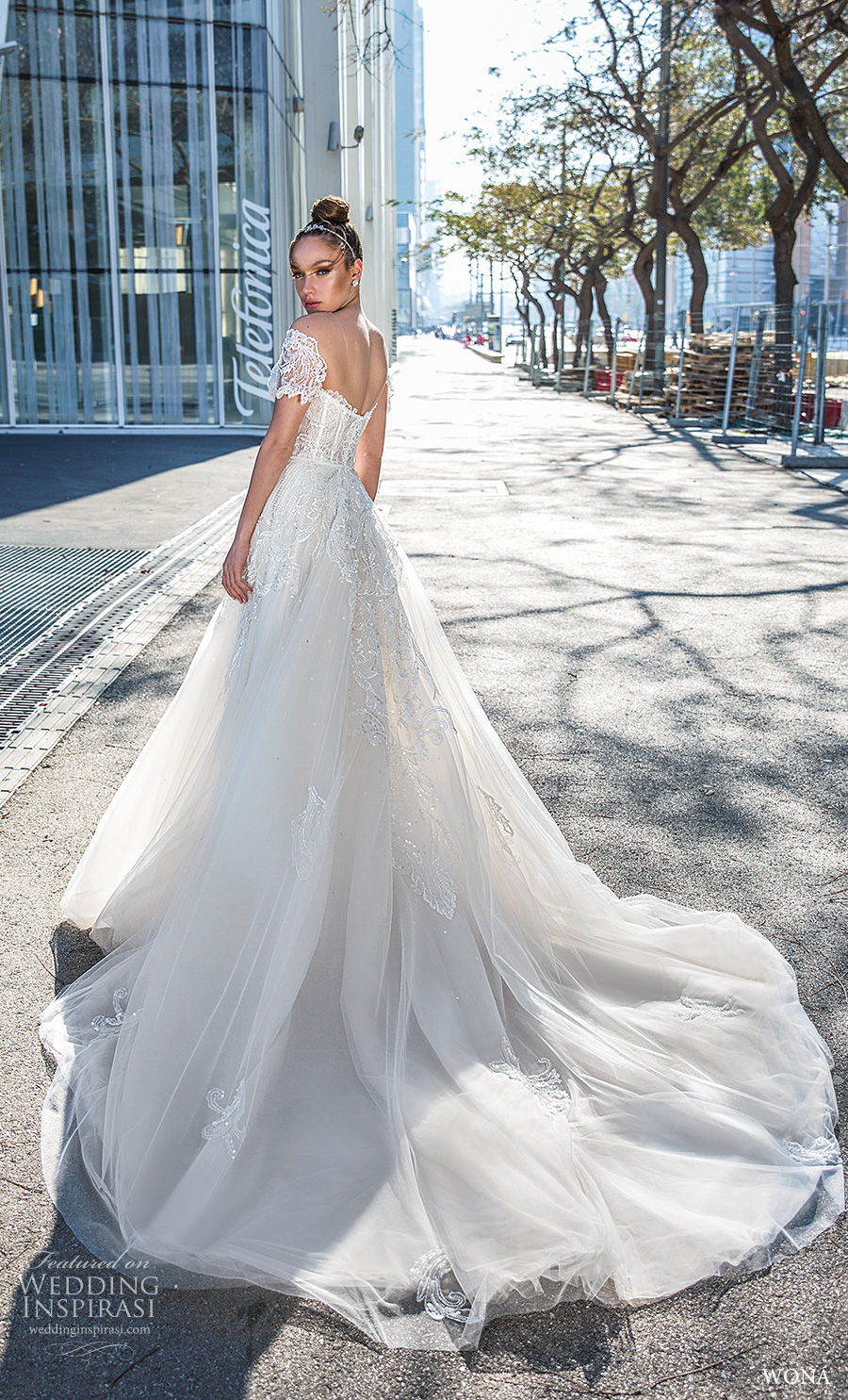 wona 2020 diva bridal off the shoulder short sleeves sweetheart neckline heavily embellished bodice glamorous a line wedding dress mid back chapel train (19) bv wona 2020 diva bridal off the shoulder short sleeves sweetheart neckline heavily embellished bodice glamorous a line wedding dress mid back chapel train (19) bv