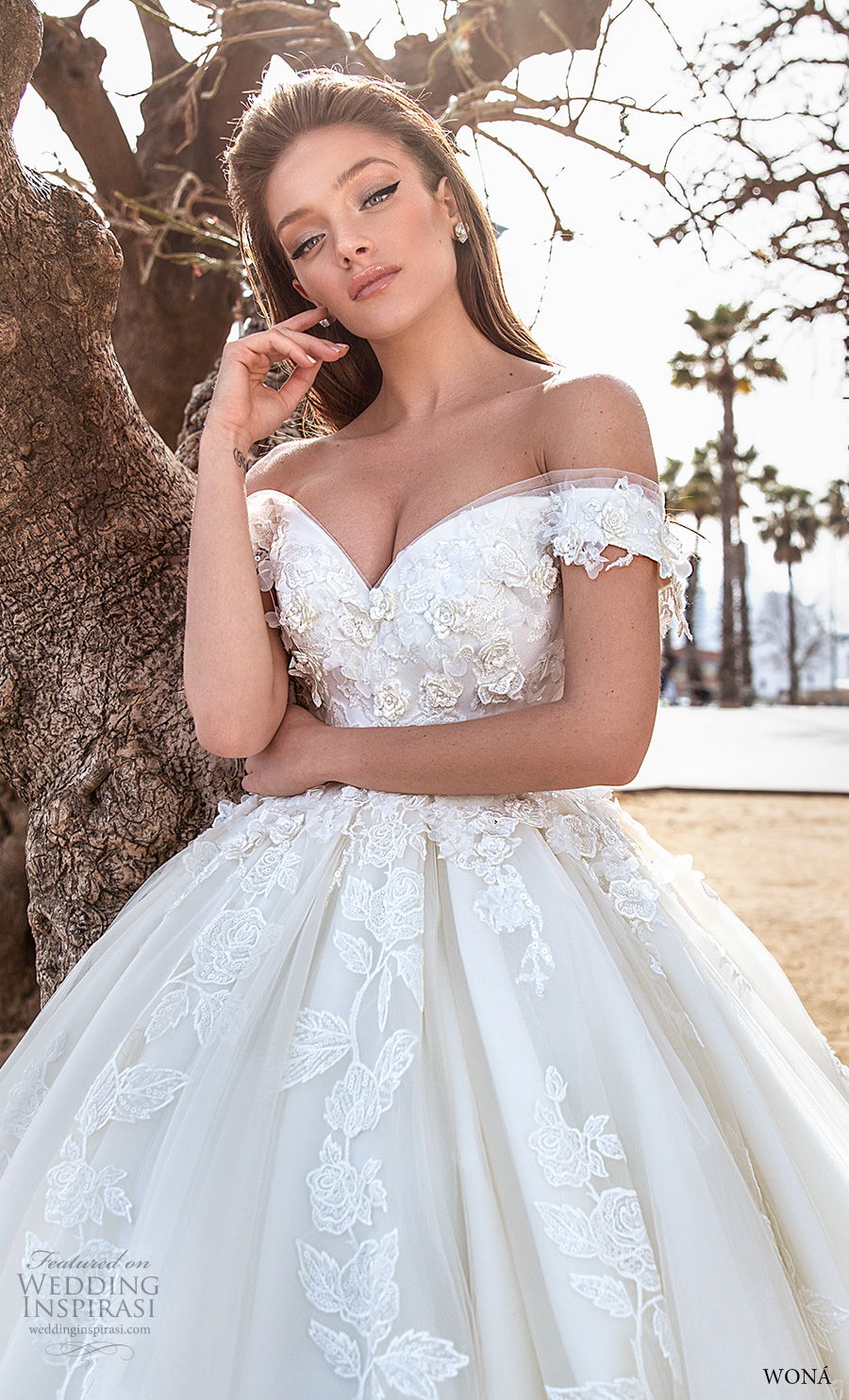 wona 2020 diva bridal off the shoulder sweetheart neckline full embellishment princess ball gown a  line wedding dress mid back royal train (5) zv