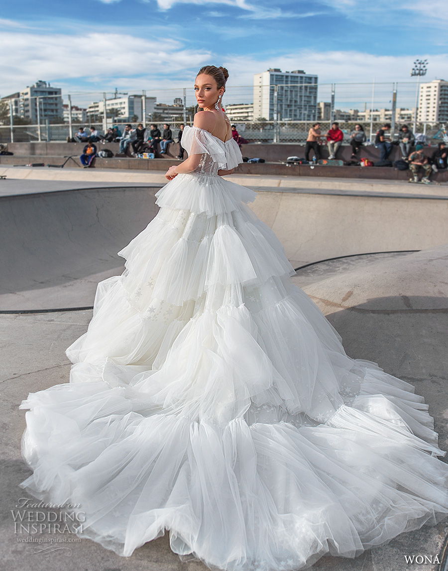 wona 2020 diva bridal off the shoulder sweetheart neckline simple tiered layered skirt romantic ball gown a line wedding dress chapel train (8) bv wona 2020 diva bridal off the shoulder sweetheart neckline simple tiered layered skirt romantic ball gown a line wedding dress chapel train (8) bv