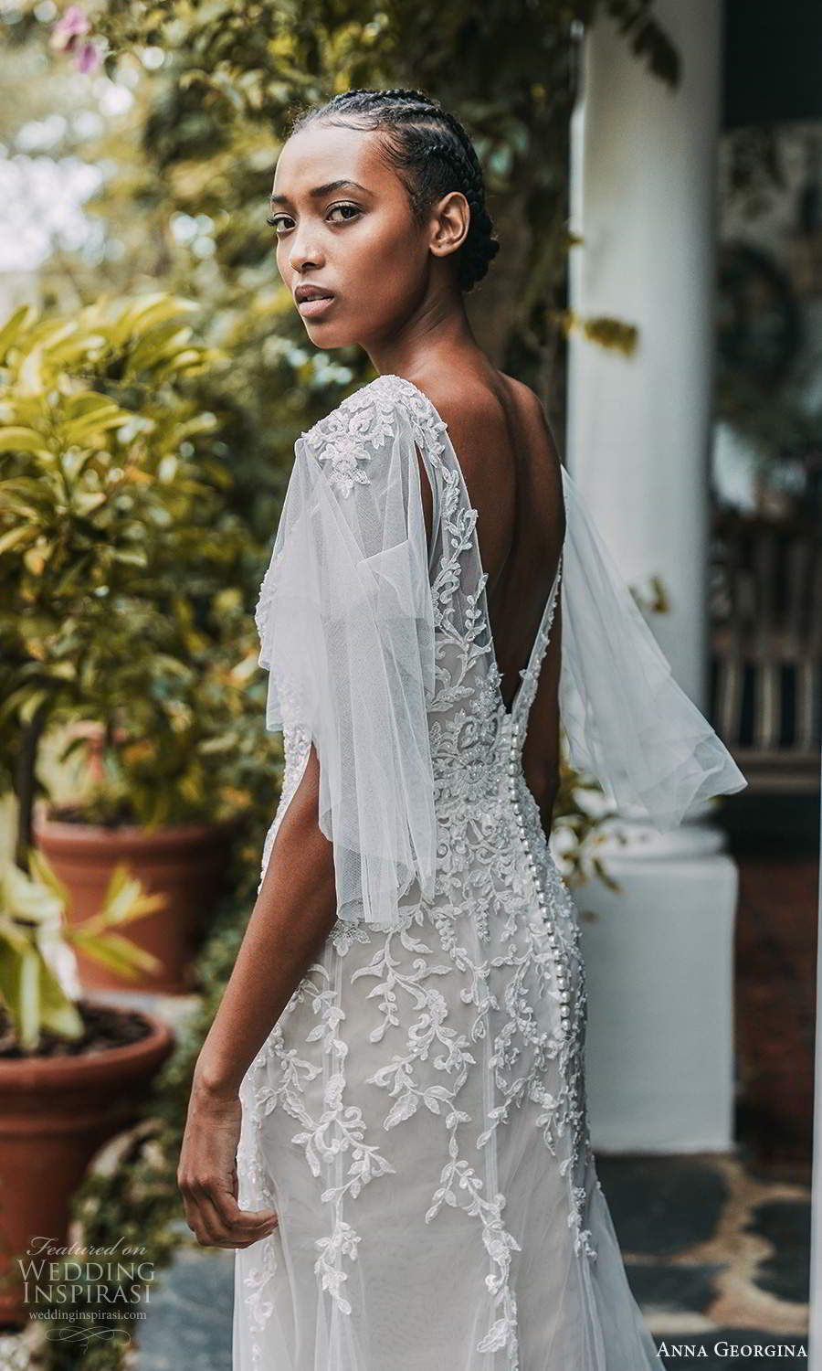 anna georgina 2021 bridal romance elbow length flutter sleeves bateau neckline fully embellished lace fit flare a line wedding dress chapel train (8) bv anna georgina 2021 bridal romance elbow length flutter sleeves bateau neckline fully embellished lace fit flare a line wedding dress chapel train (8) bv