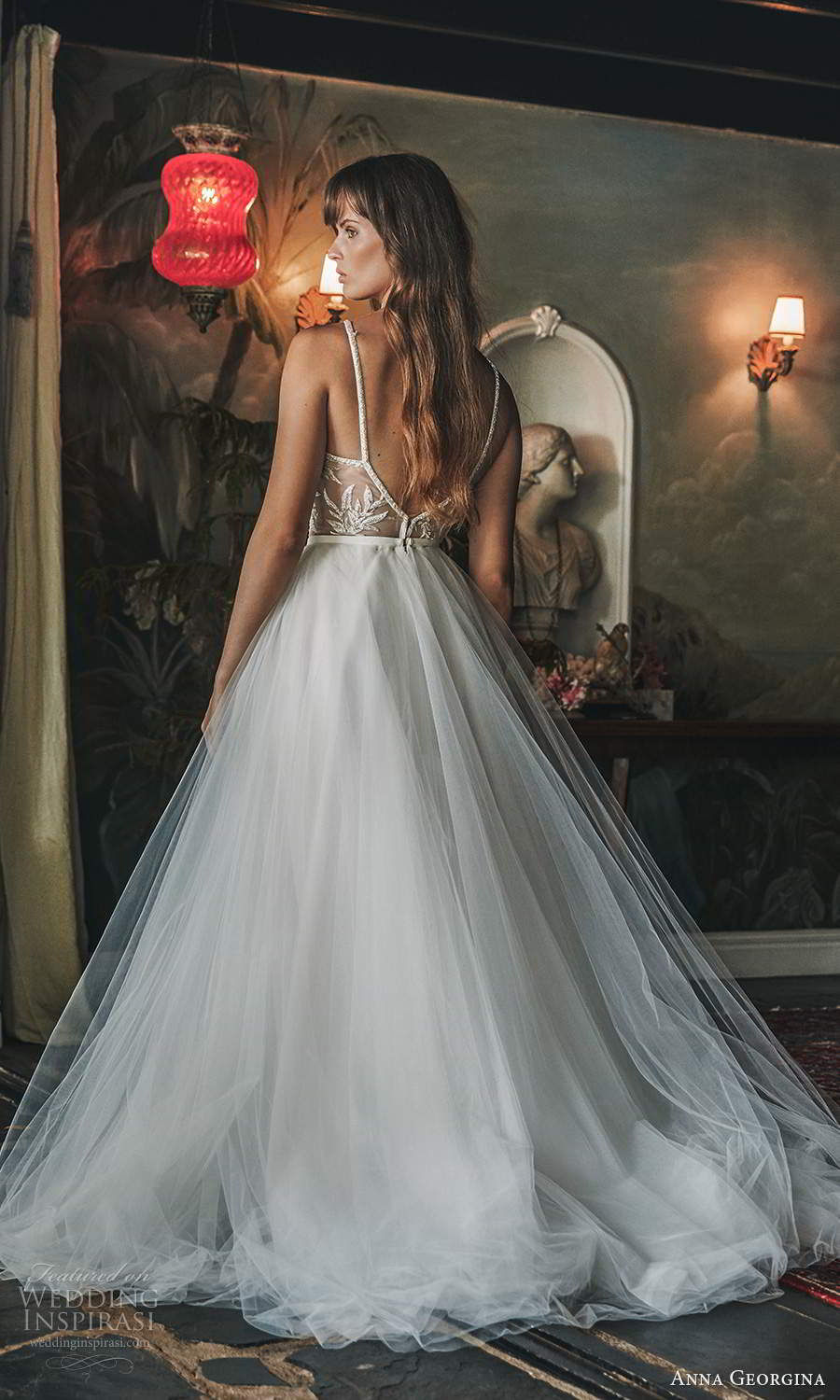 anna georgina 2021 bridal romance sleeveless straps plunging v neckline embellihsed sheer bodice a line ball gown wedding dress chapel train (5) bv