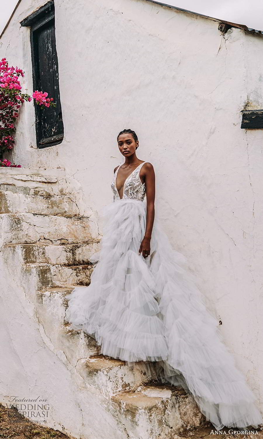 anna georgina 2021 bridal romance sleeveless straps plunging v neckline embellished bodice a line ball gown wedding dress v back ruffle skirt (9) mv anna georgina 2021 bridal romance sleeveless straps plunging v neckline embellished bodice a line ball gown wedding dress v back ruffle skirt (9) mv
