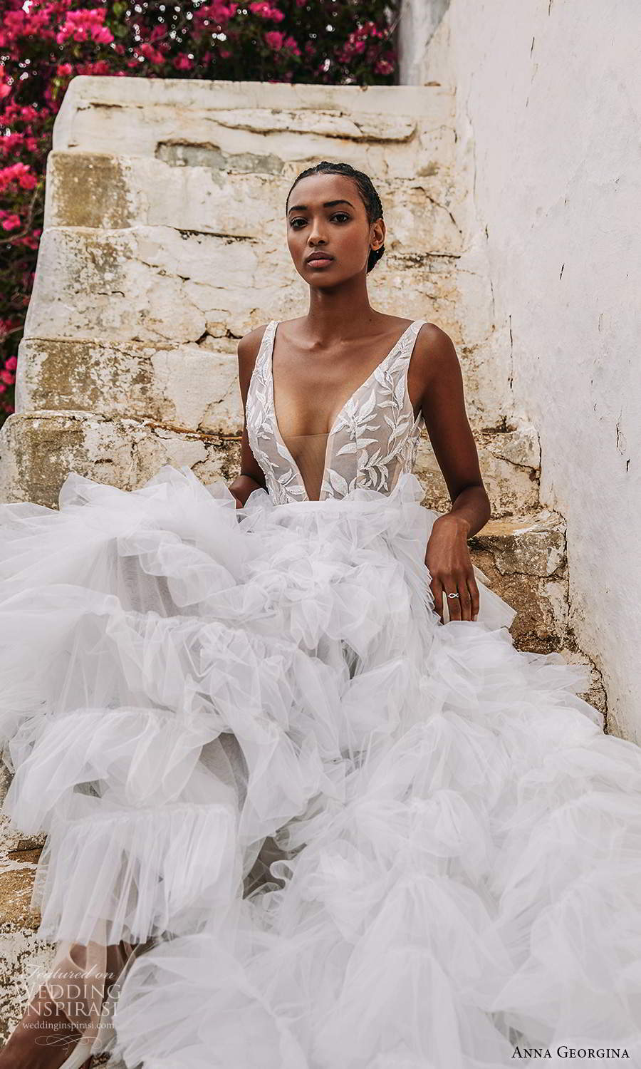 anna georgina 2021 bridal romance sleeveless straps plunging v neckline embellished bodice a line ball gown wedding dress v back ruffle skirt (9) zv anna georgina 2021 bridal romance sleeveless straps plunging v neckline embellished bodice a line ball gown wedding dress v back ruffle skirt (9) zv