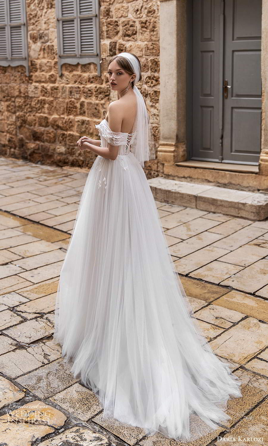 daria karlozi 2021 bridal off shoulder plunging v neckline ruched bodice a line ball gown wedding dress (2) bv