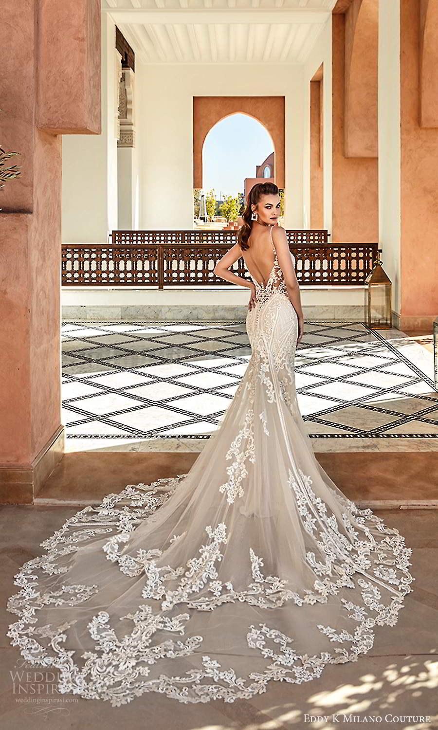 eddy k 2021 milano couture bridal sleeveless thin straps sweetheart neckline fully embellished sheath wedding dress chapel train (8) bv