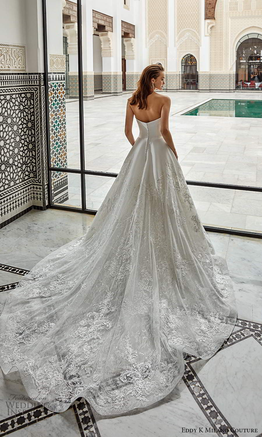 eddy k 2021 milano couture bridal strapless semi sweetheart neckline clean a line ball gown wedding dress chapel train (11) bv