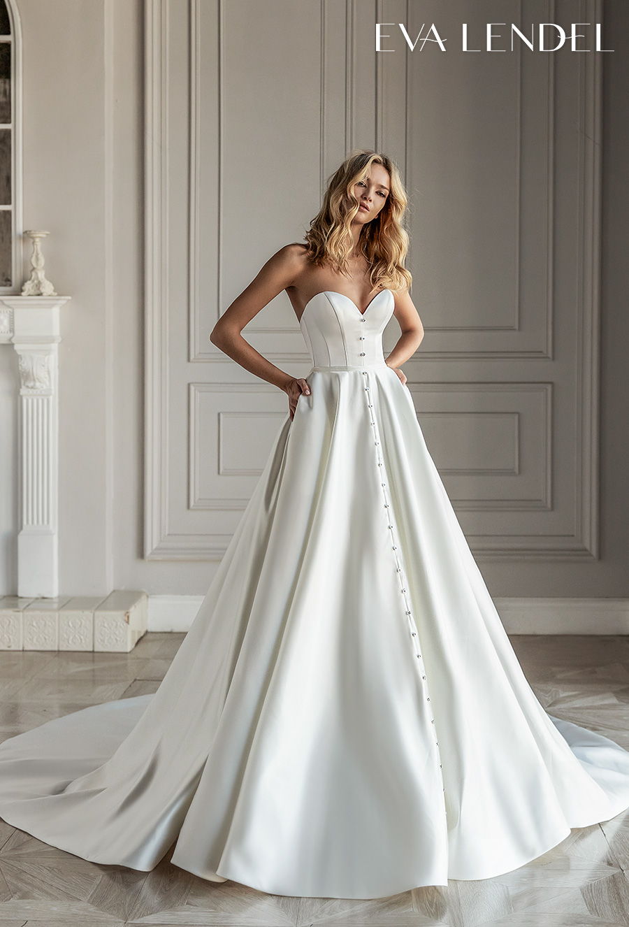 Front button wedding best sale dress
