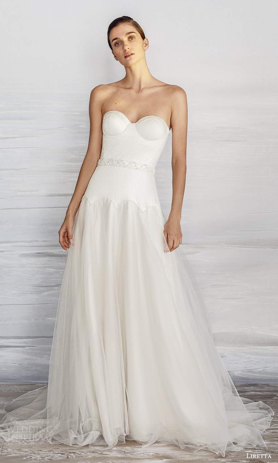 liretta 2021 bridal strapless sweetheart clean minimalist a line wedding dress chapel train (9) mv