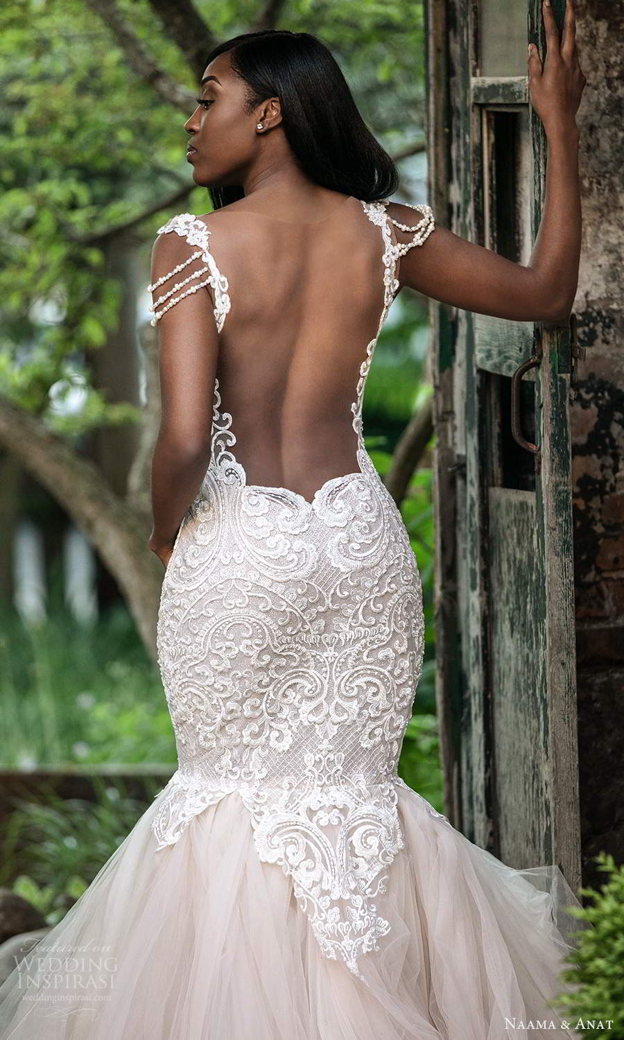 naama and anat 2021 bridal sleeveless straps sweetheart neckline fully embellished fit flare mermaid wedding dress chapel train blush (1) zbv