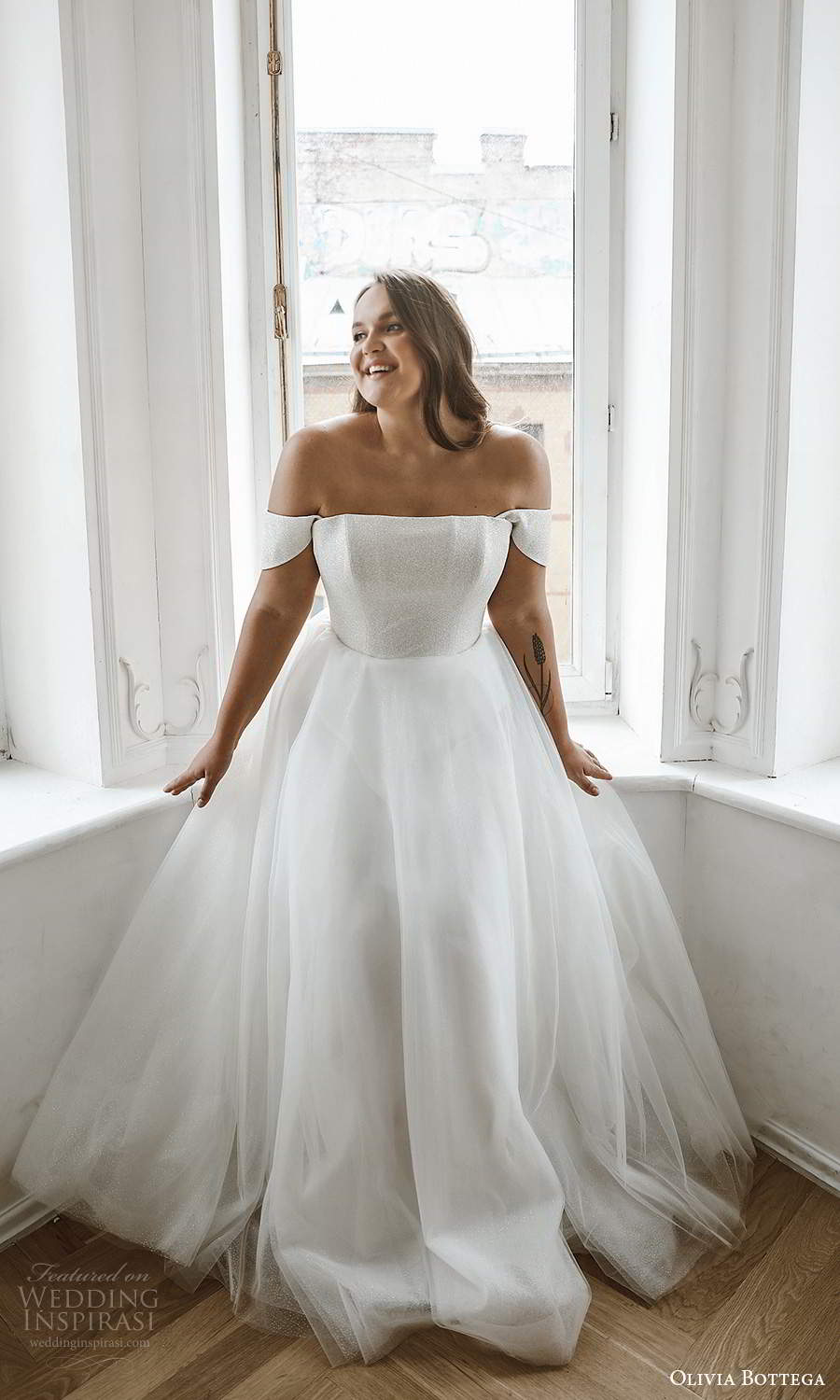 olivia bottega 2021 bridal plus off shoulder straps straight across neckline a line ball gown wedding dress (7) fv