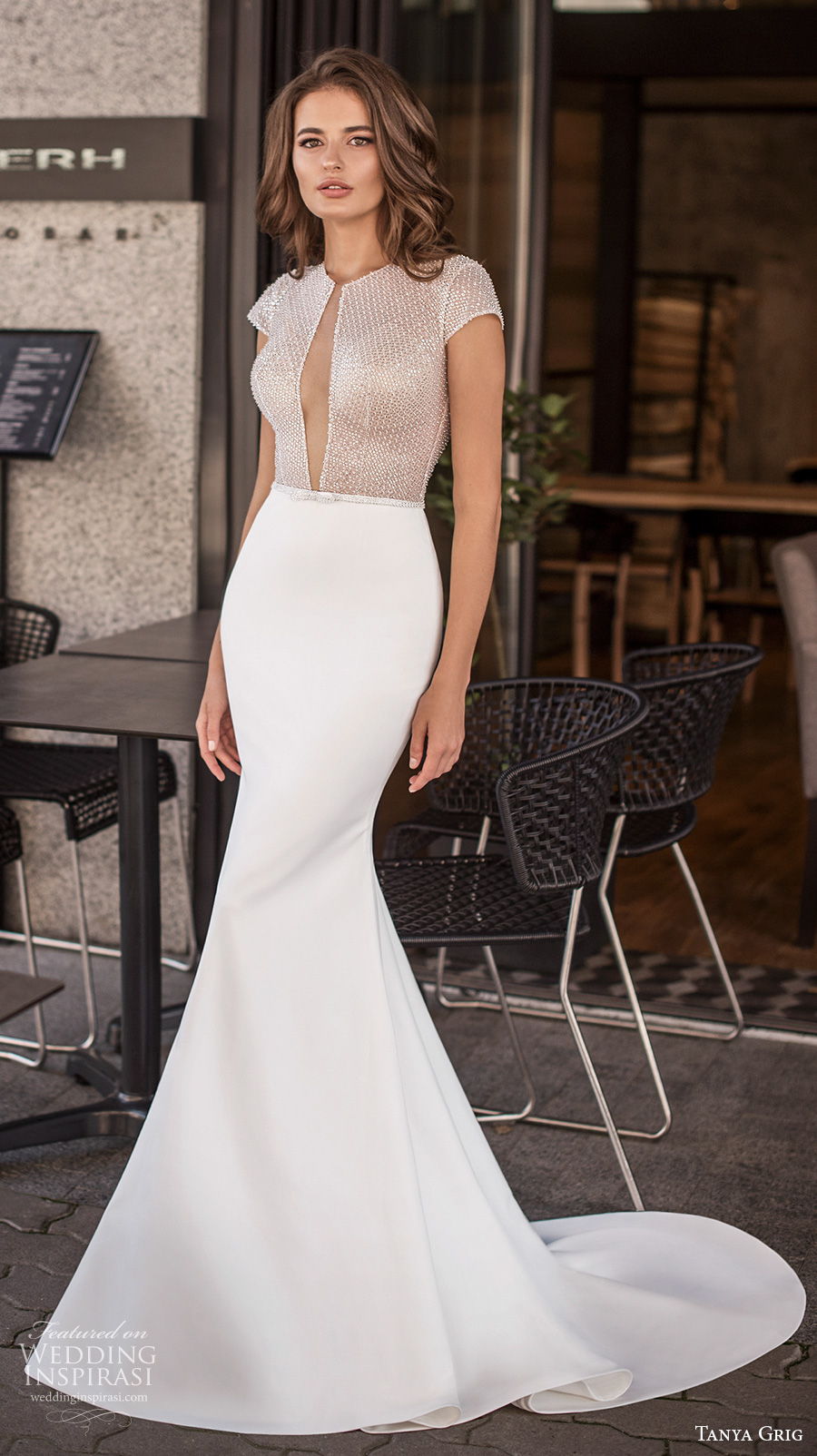 tanya grig 2021 bridal cap sleeves jewel keyhole bodice glamorous sexy fit and flare wedding dress keyhole low back medium train (2) mv tanya grig 2021 bridal cap sleeves jewel keyhole bodice glamorous sexy fit and flare wedding dress keyhole low back medium train (2) mv